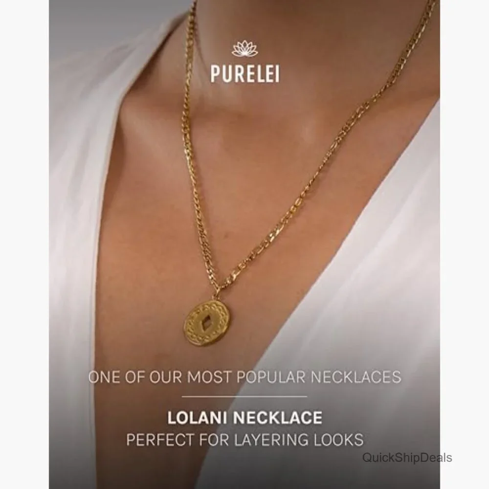Gold Plated Stainless Steel Adjustable Chain Necklace with Pendant